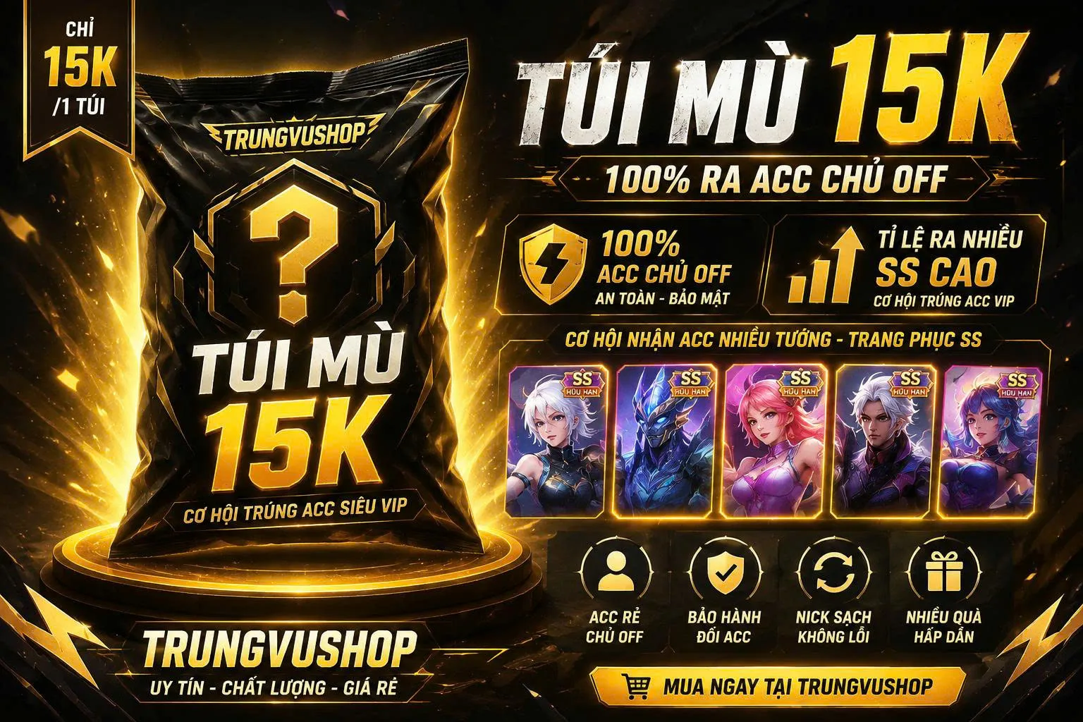 100% Ra Acc Chủ Off